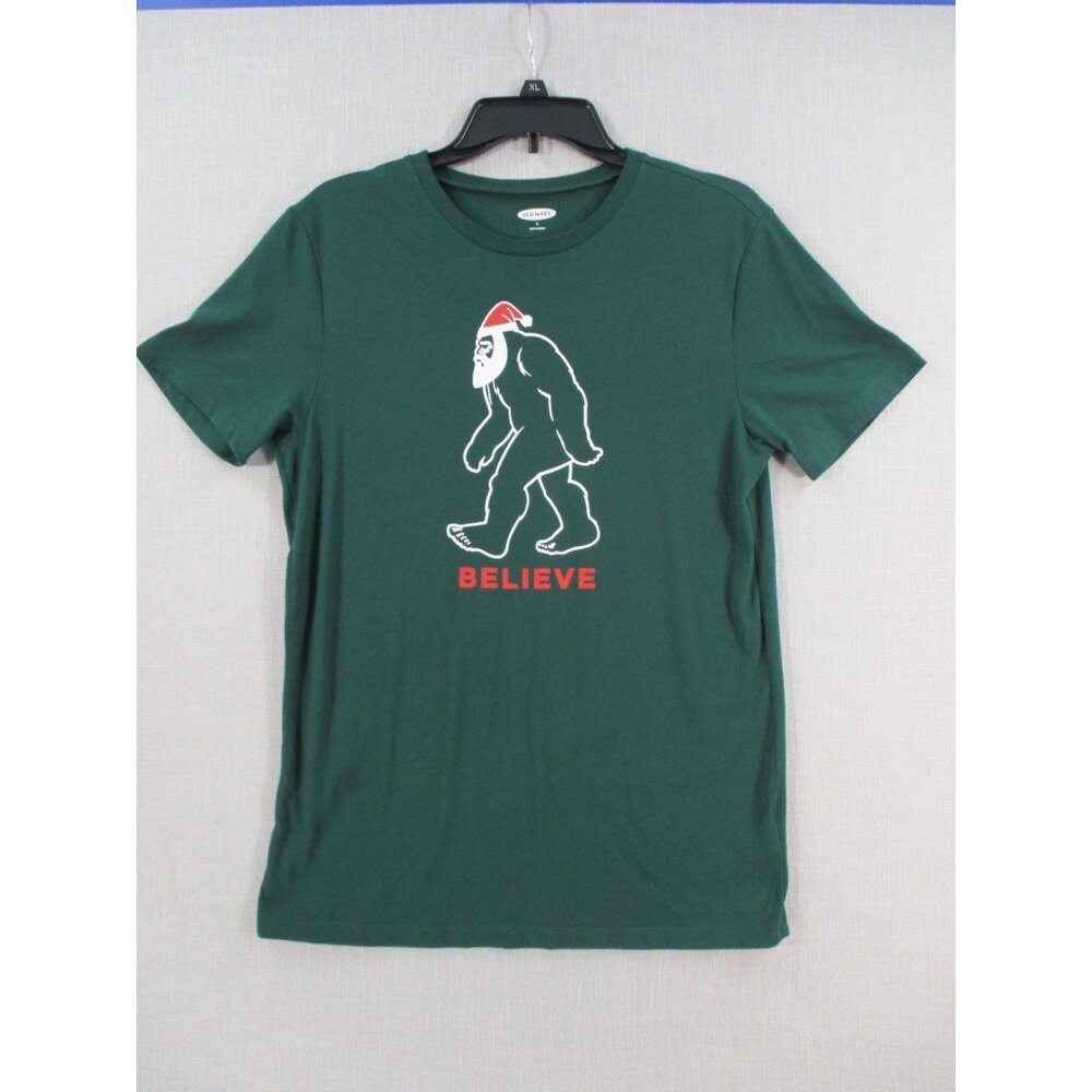 Christmas Bigfoot Believe‎ Graphic Tee Green Old Navy Holiday T Shirt S